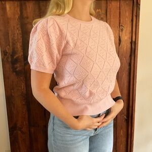 Pink Short Sleeve Knit Sweater - Cyrus (M)